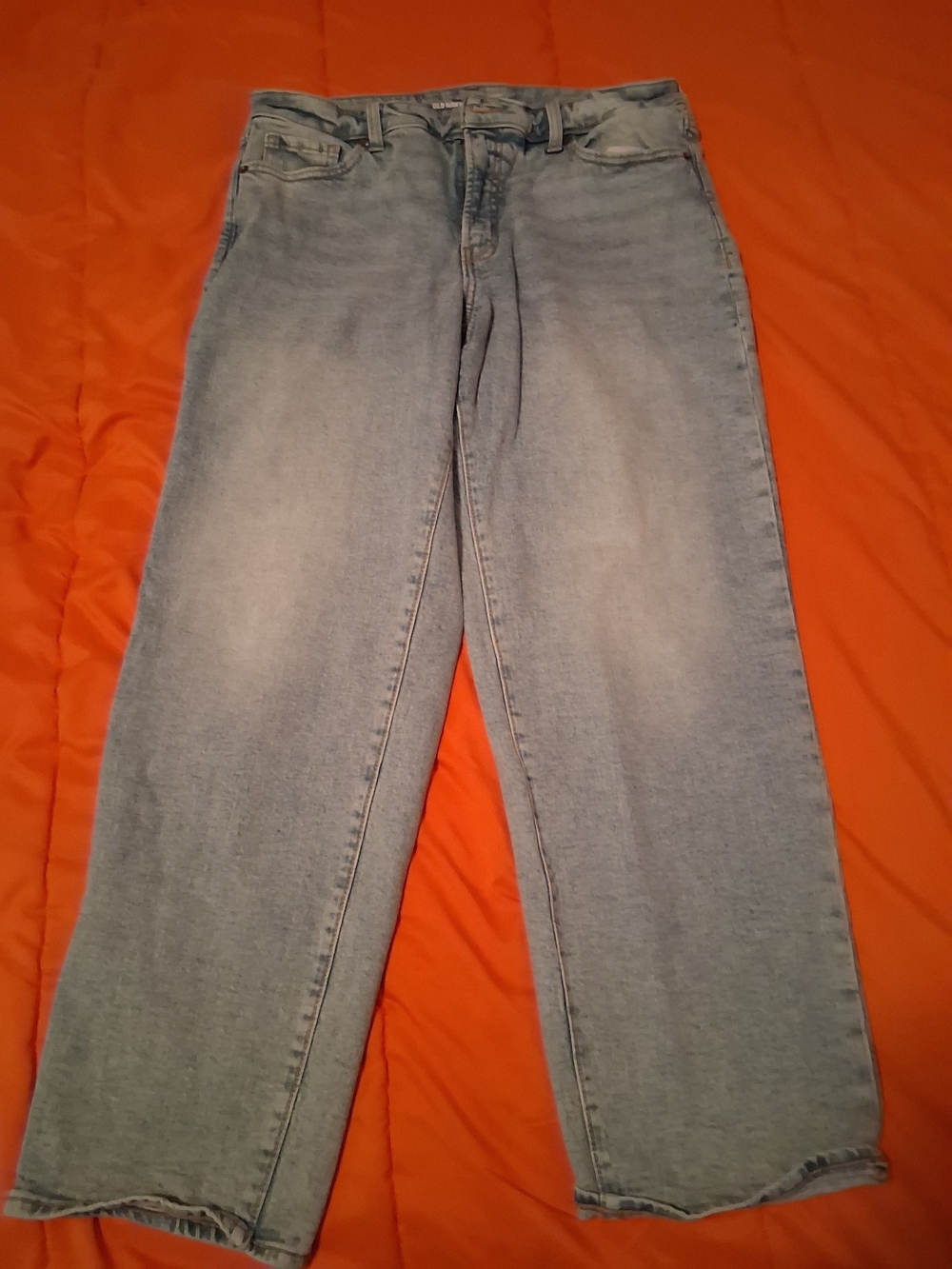 Old Navy Women's OG Loose Fit Light Wash Blue Denim Jeans Solid 5-Pocket Size 14